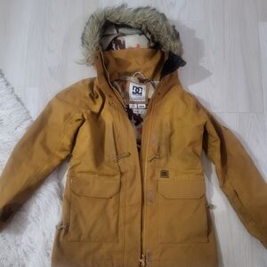 DC Brown Hooded Jacket with Fur Trim